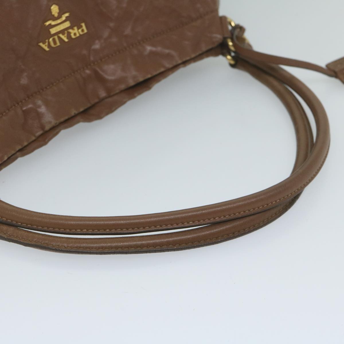 PRADA Shoulder Bag Leather Brown Auth bs10305