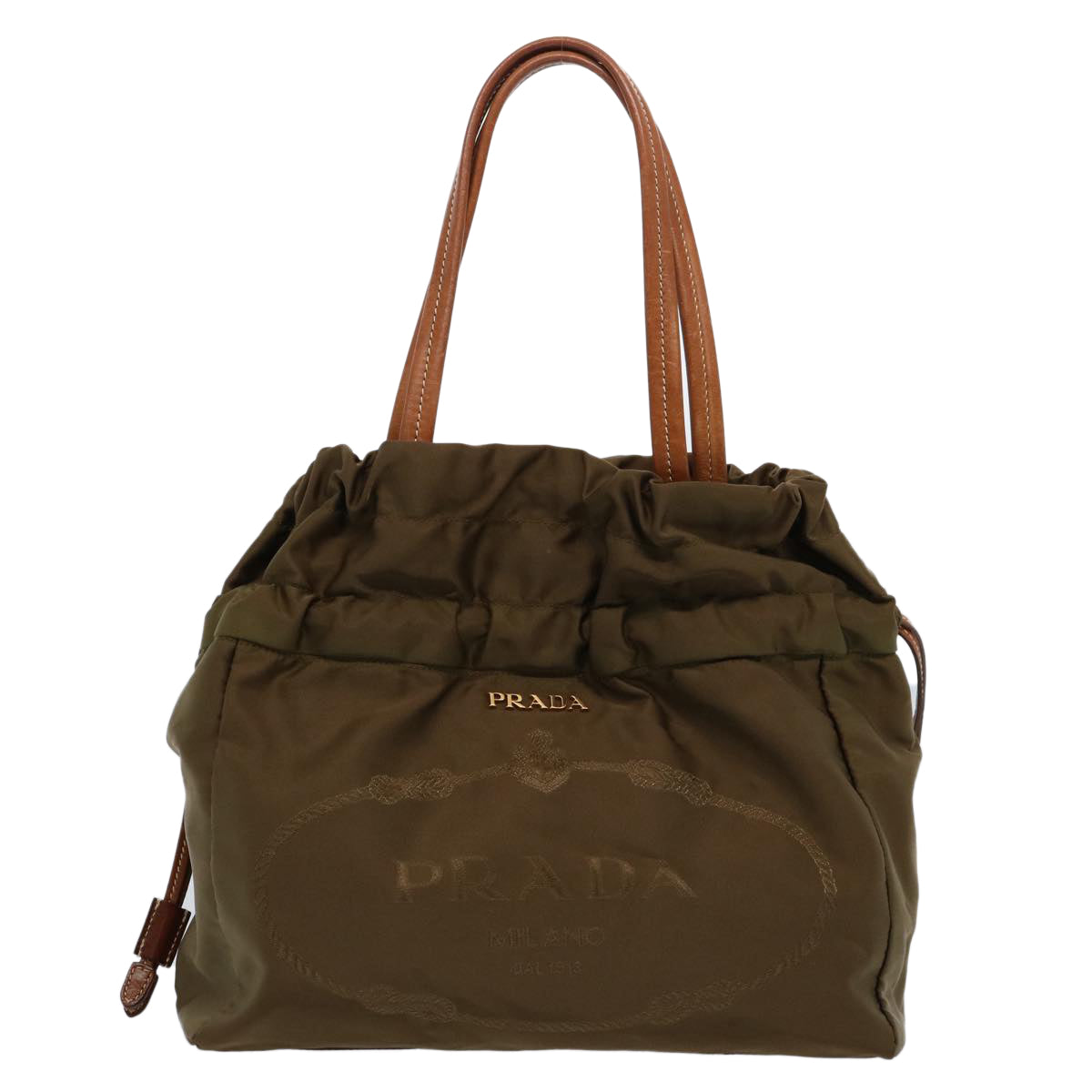 PRADA Shoulder Bag Nylon Khaki Auth bs10307