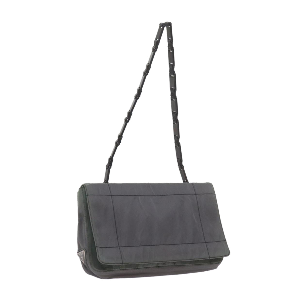 PRADA Shoulder Bag Nylon Gray Auth bs10310