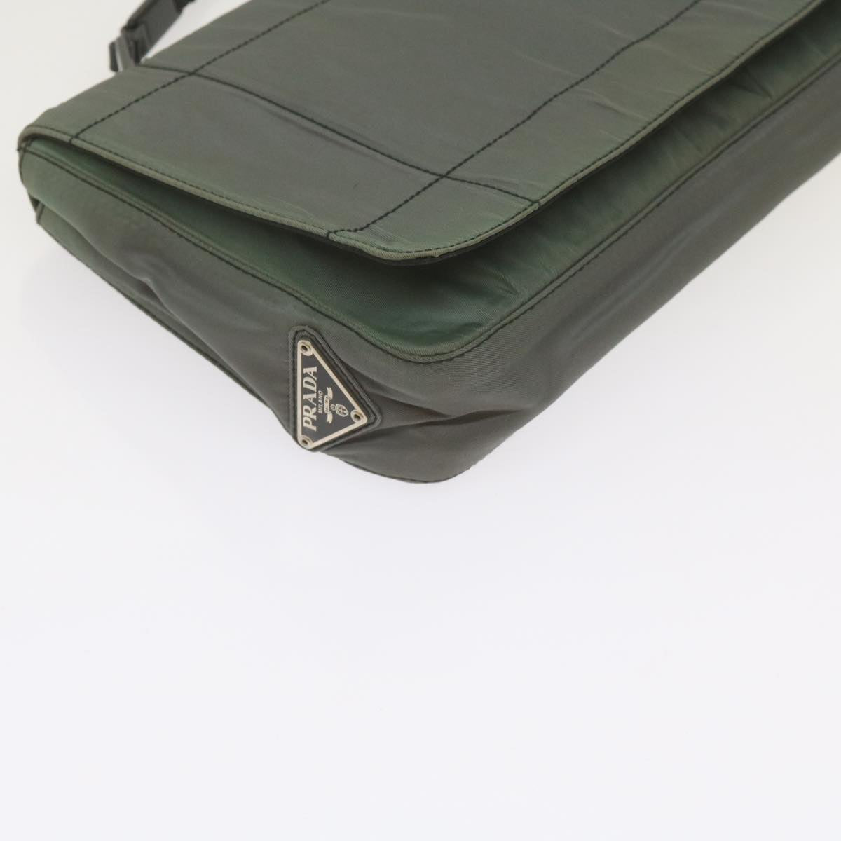 PRADA Shoulder Bag Nylon Gray Auth bs10310