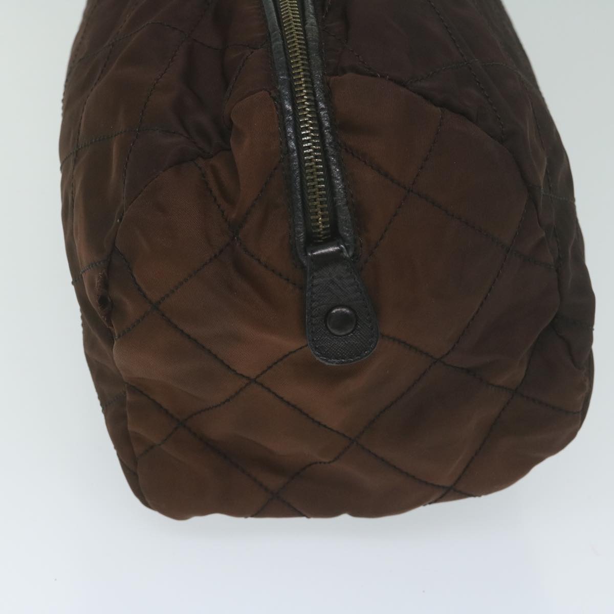PRADA Chain Boston Bag Nylon Brown Auth bs10311