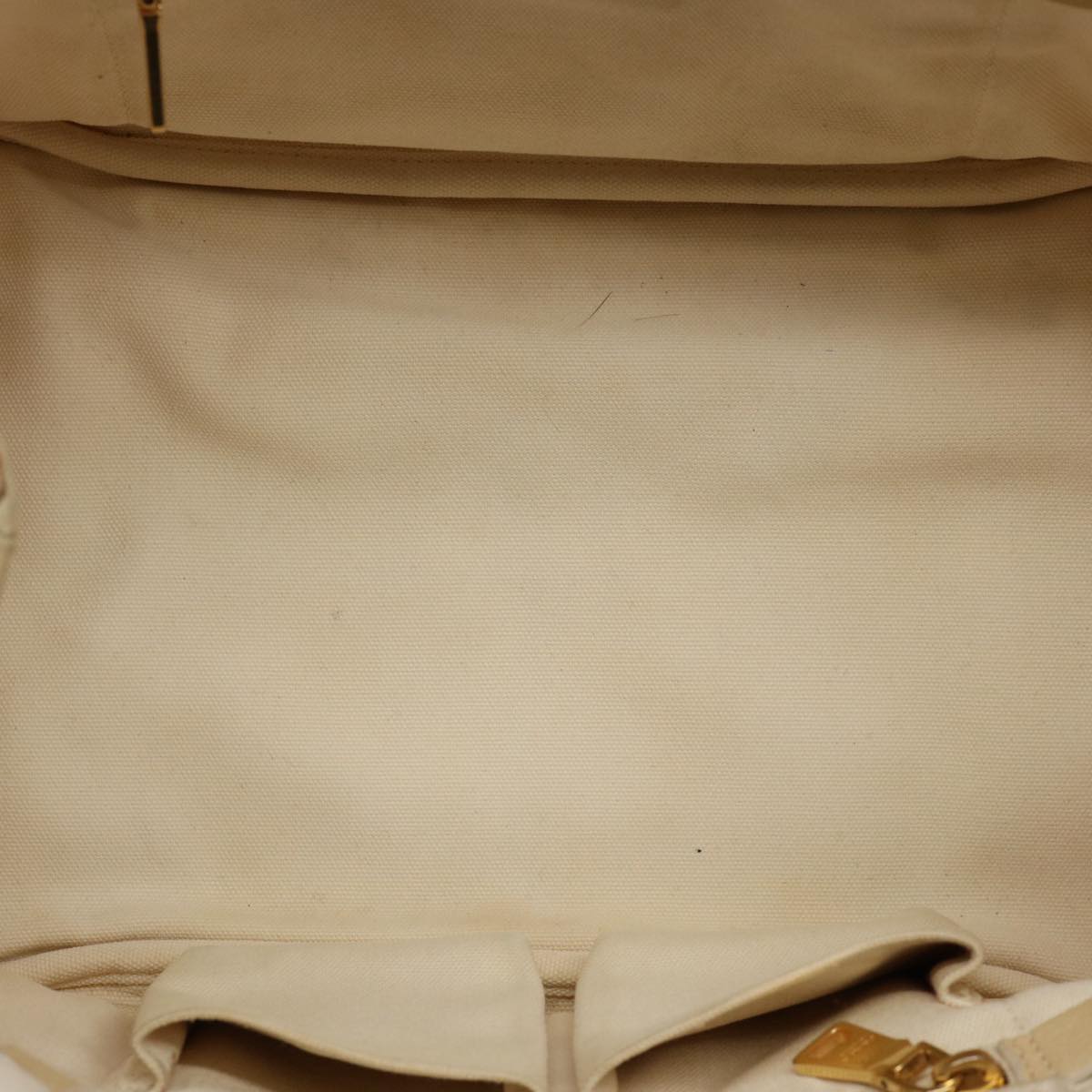 PRADA Canapa PM Hand Bag Canvas White Auth bs10323