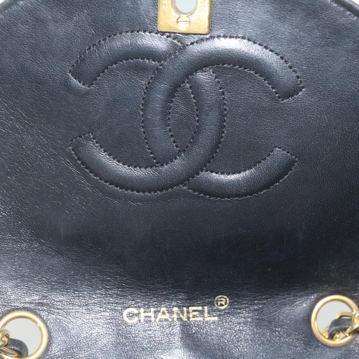 CHANEL Matelasse Chain Shoulder Bag Lamb Skin Black White CC Auth bs10325