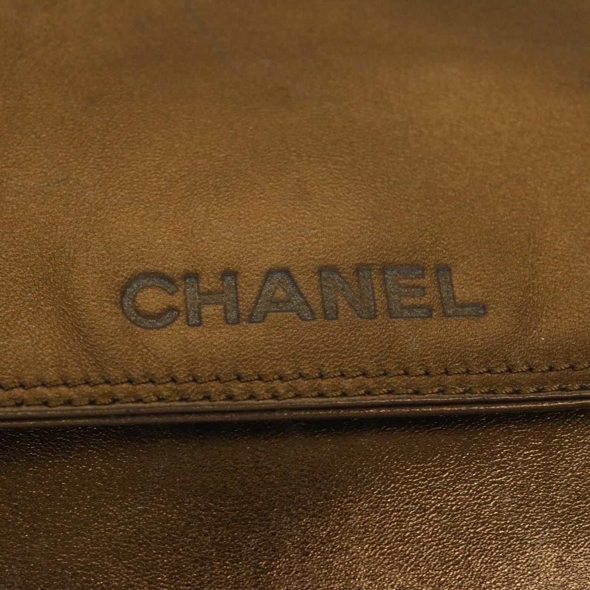 CHANEL Shoulder Bag Lamb Skin Bronze CC Auth bs10327