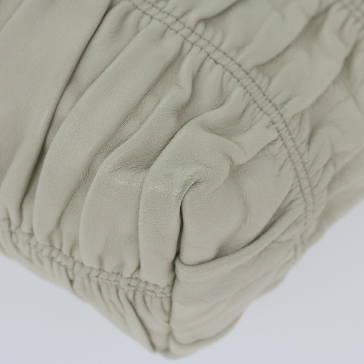 PRADA Clutch Bag Leather Gray Auth bs10341