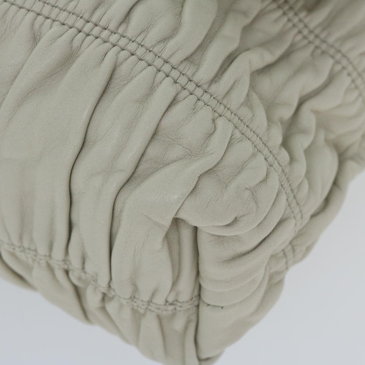 PRADA Clutch Bag Leather Gray Auth bs10341