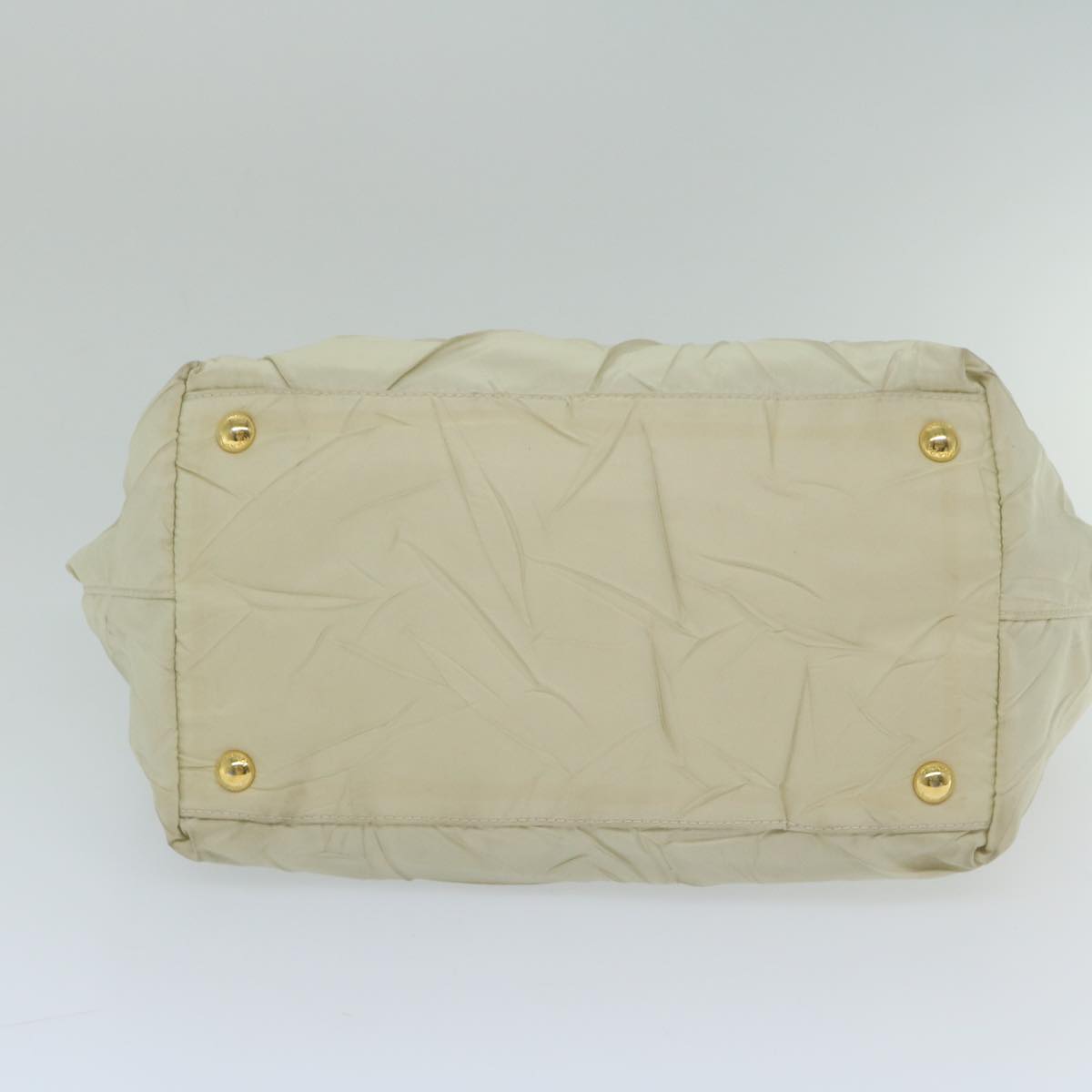 PRADA Hand Bag Nylon Beige Auth bs10343