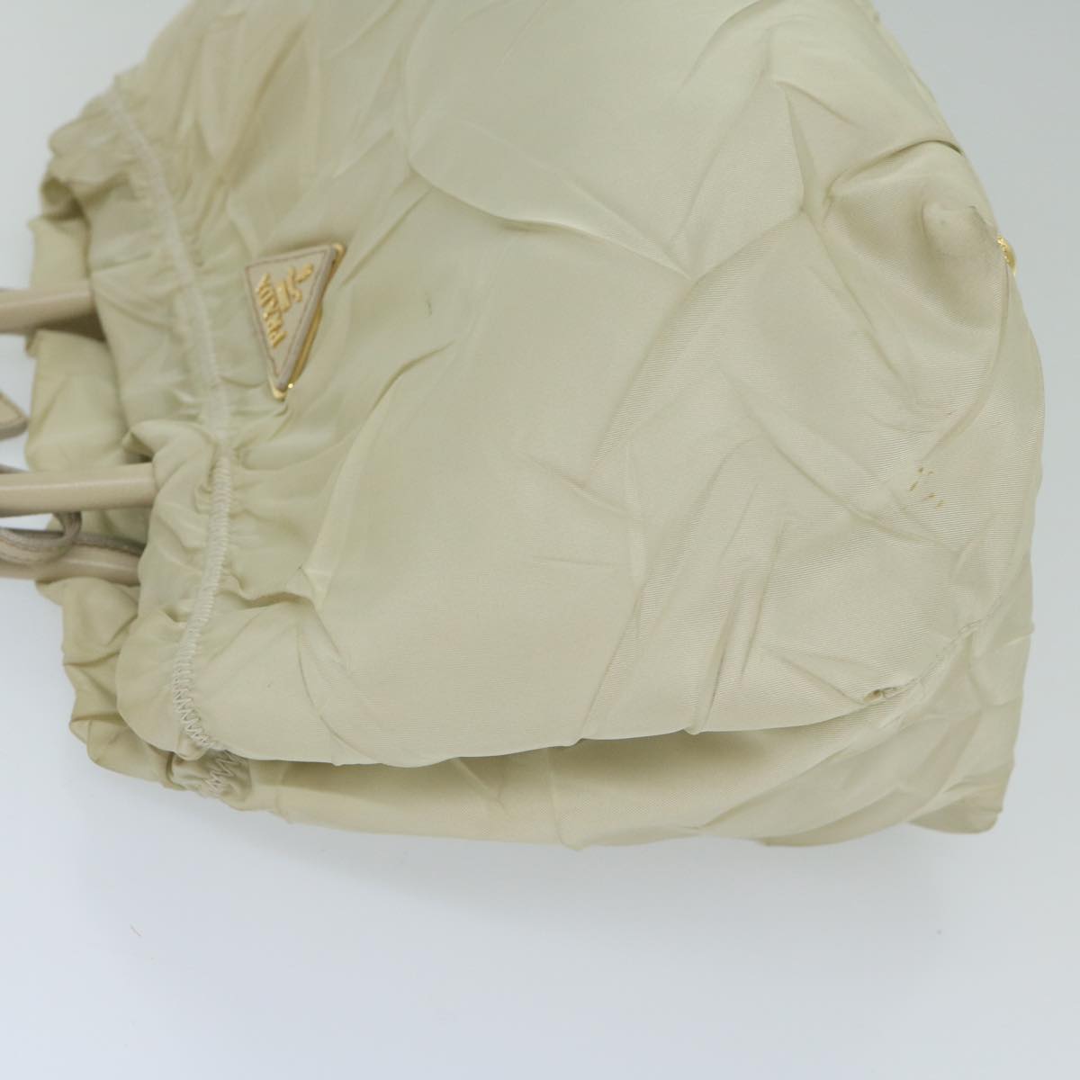 PRADA Hand Bag Nylon Beige Auth bs10343