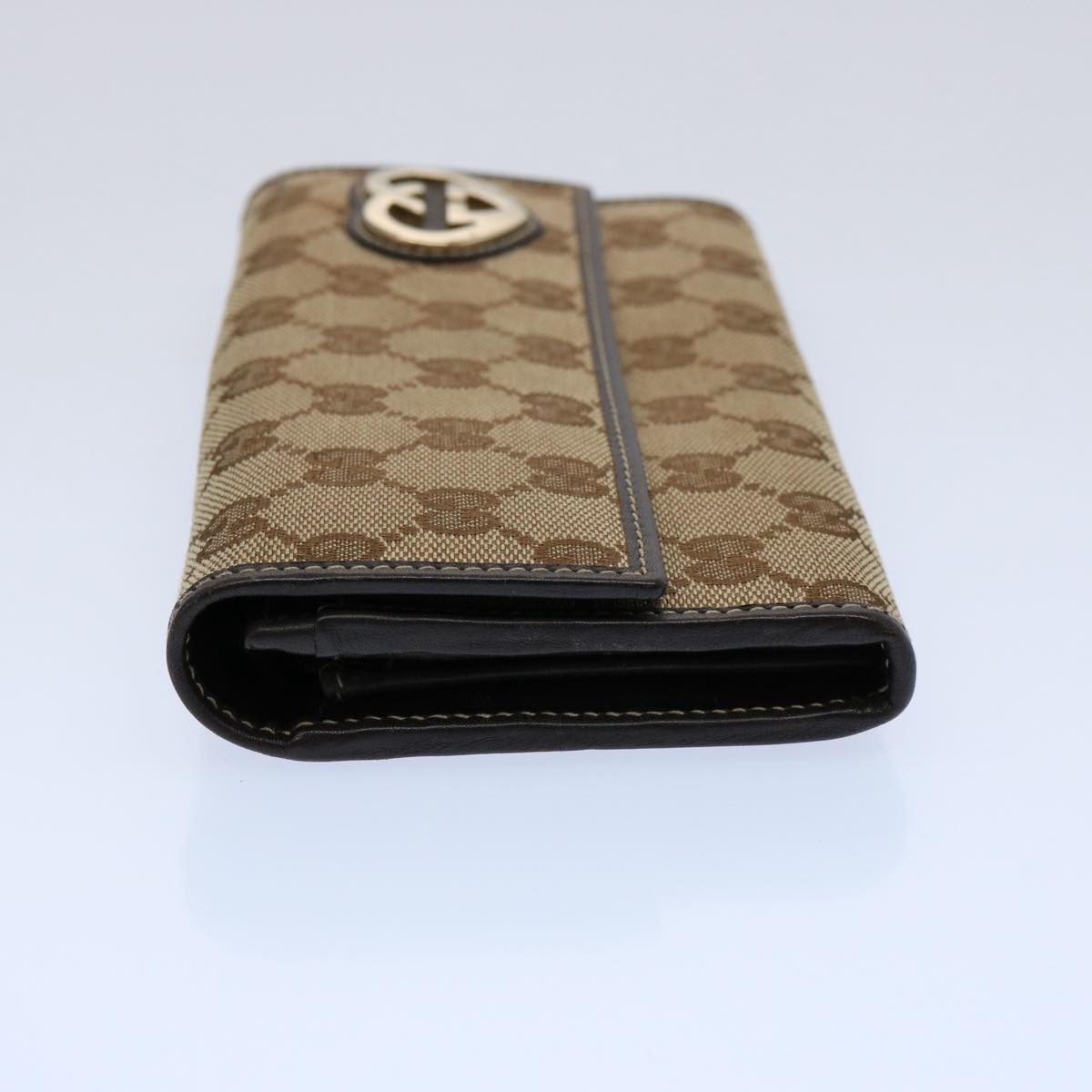 GUCCI GG Canvas Long Wallet Beige 251861 Auth bs10353