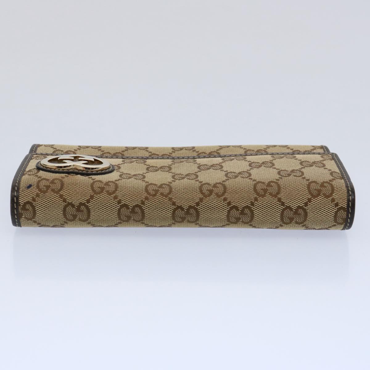 GUCCI GG Canvas Long Wallet Beige 251861 Auth bs10353