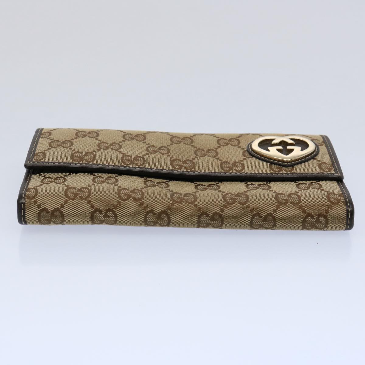 GUCCI GG Canvas Long Wallet Beige 251861 Auth bs10353