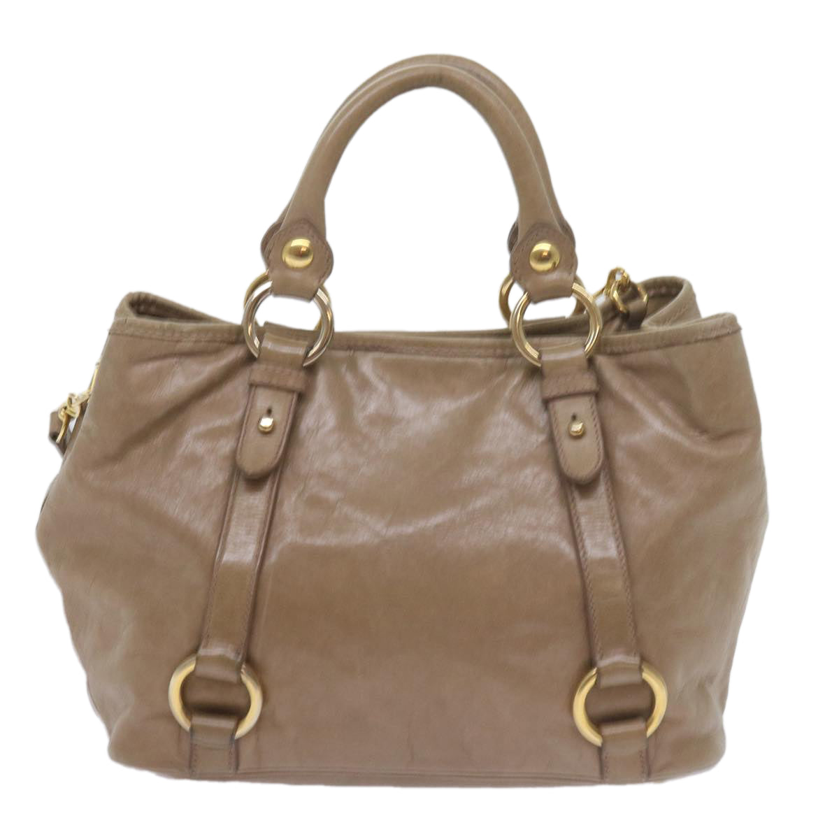 Miu Miu Hand Bag Leather 2way Brown Auth bs10362 - 0