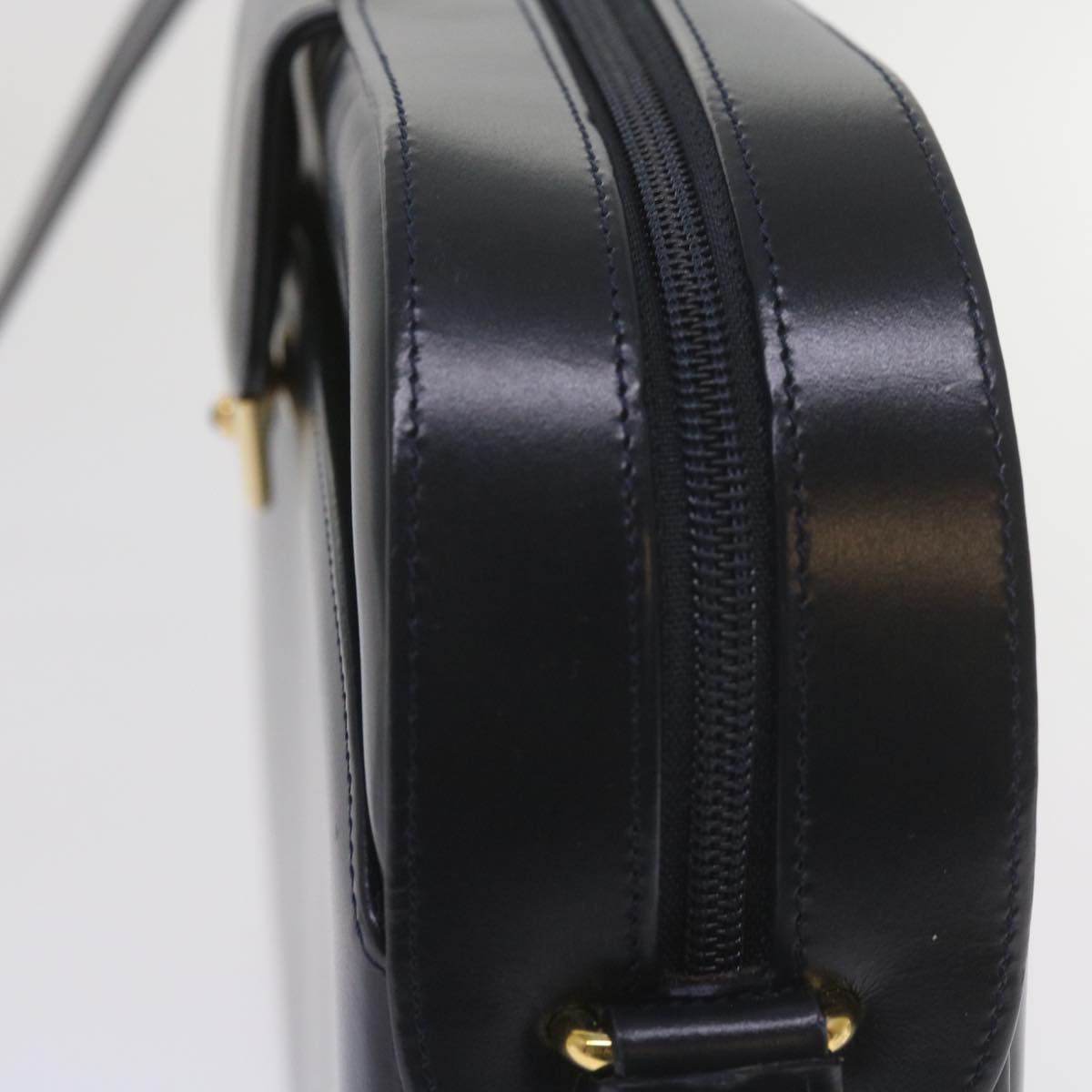 CARTIER Shoulder Bag Leather Black Auth bs10376