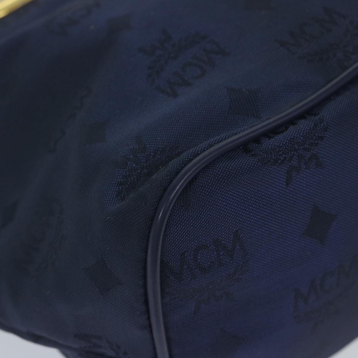 MCM Vicetos Logogram Hand Bag Nylon Navy Auth bs10378