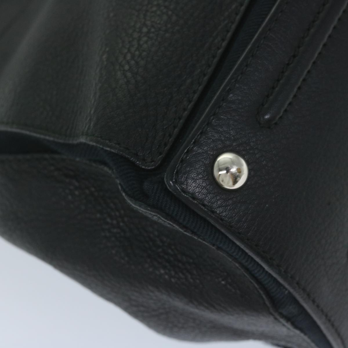 SAINT LAURENT Muse toe Hand Bag Leather Black 229680 Auth bs10379