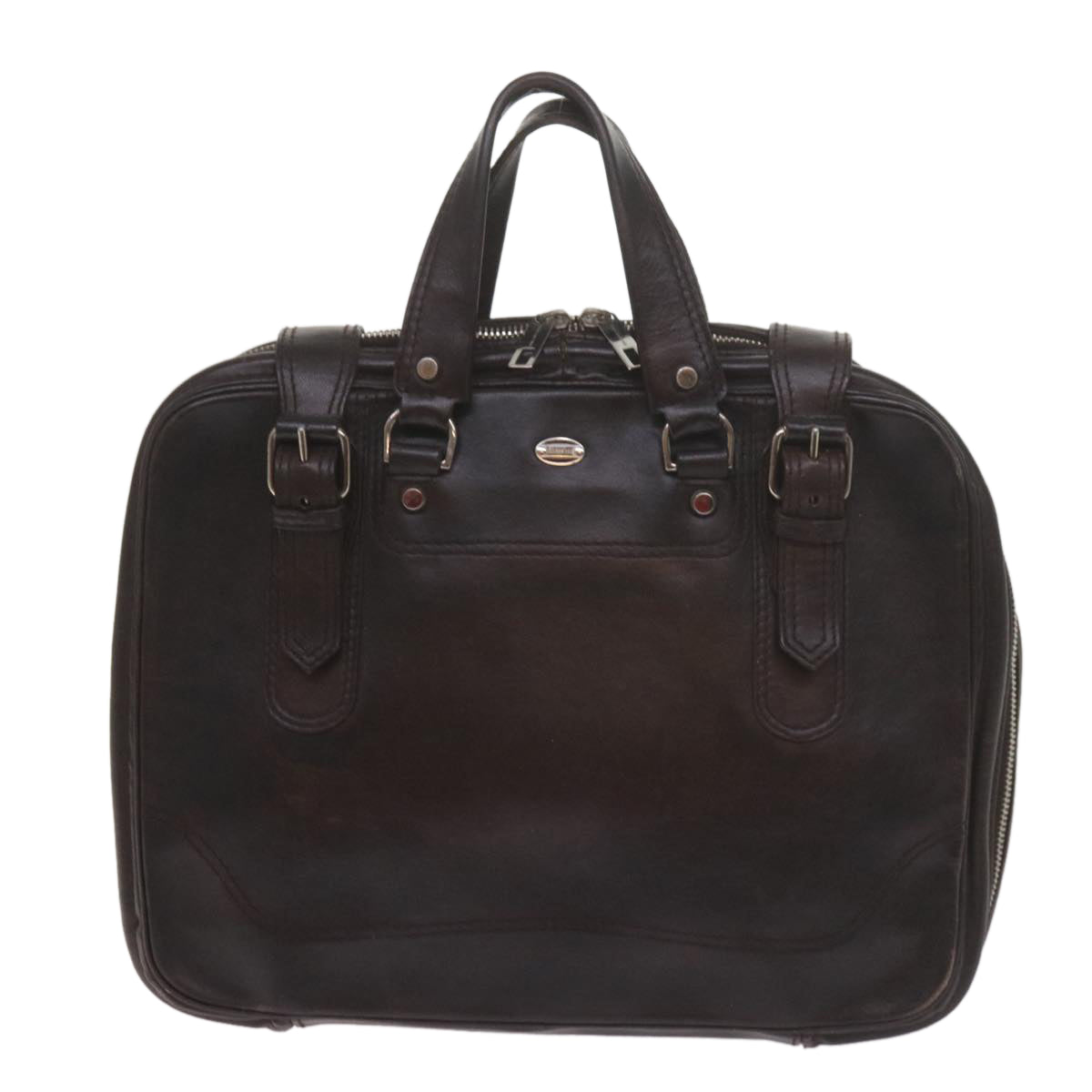 BALENCIAGA Business Bag Leather Brown Auth bs10380