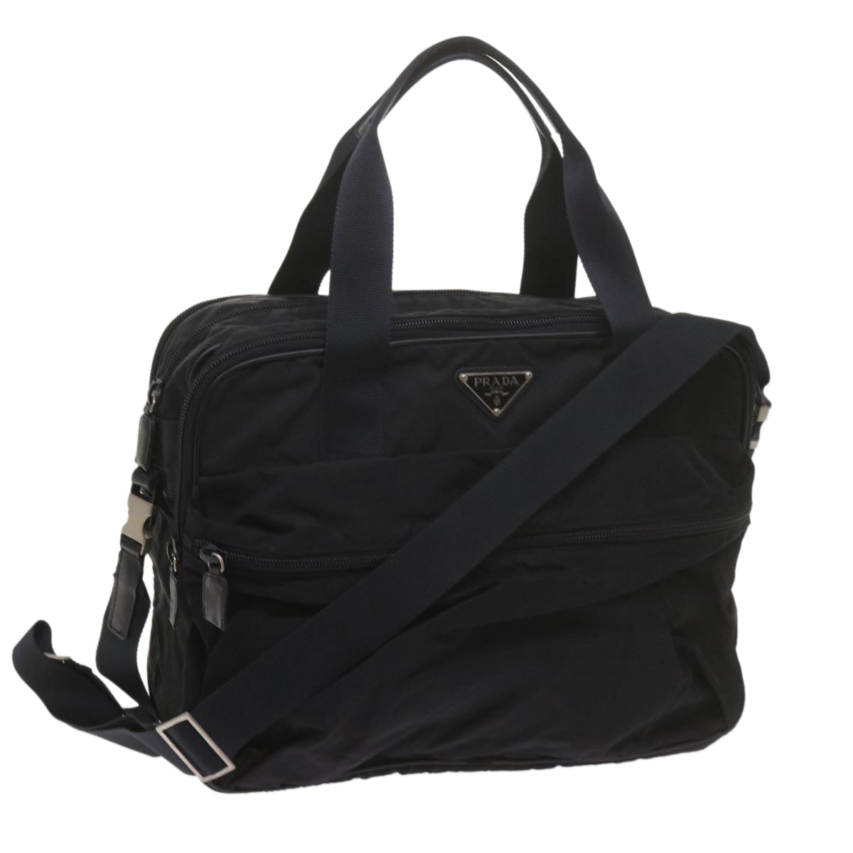 PRADA Boston Bag Nylon 2way Black Auth bs10384