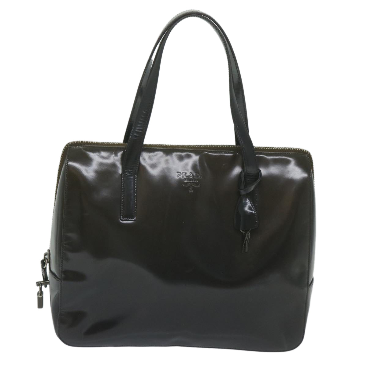 PRADA Hand Bag Leather Brown Auth bs10385