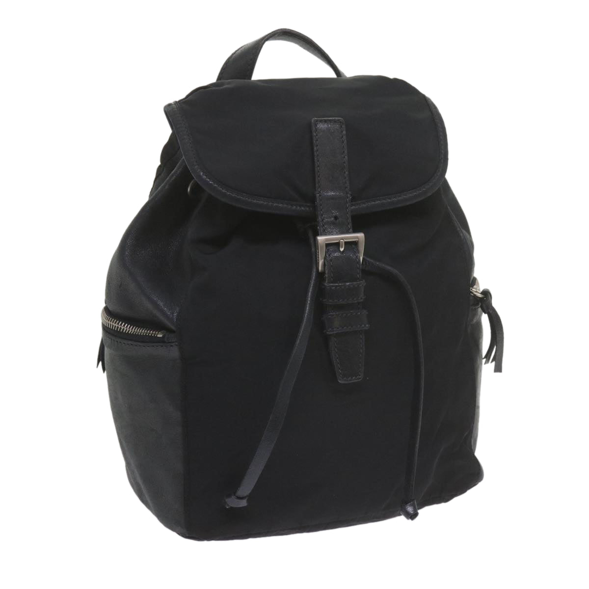 PRADA Backpack Nylon Leather Black Auth bs10389