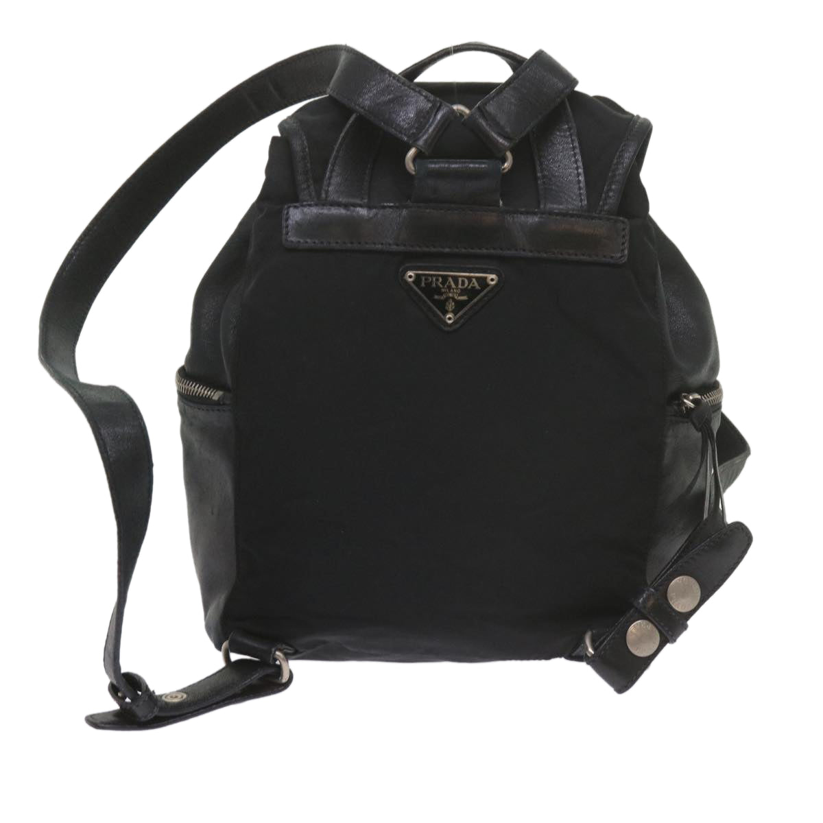 PRADA Backpack Nylon Leather Black Auth bs10389 - 0