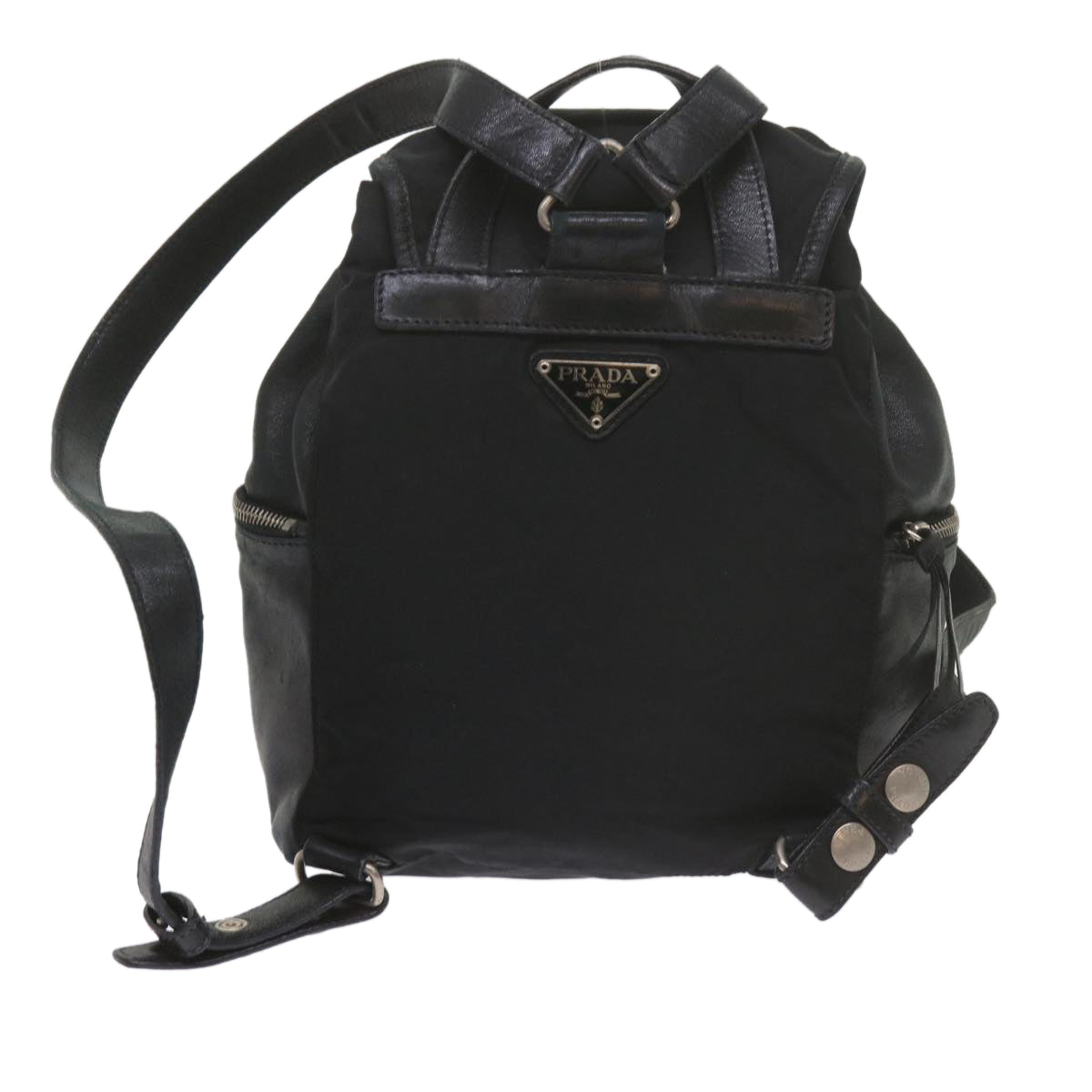 PRADA Backpack Nylon Leather Black Auth bs10389