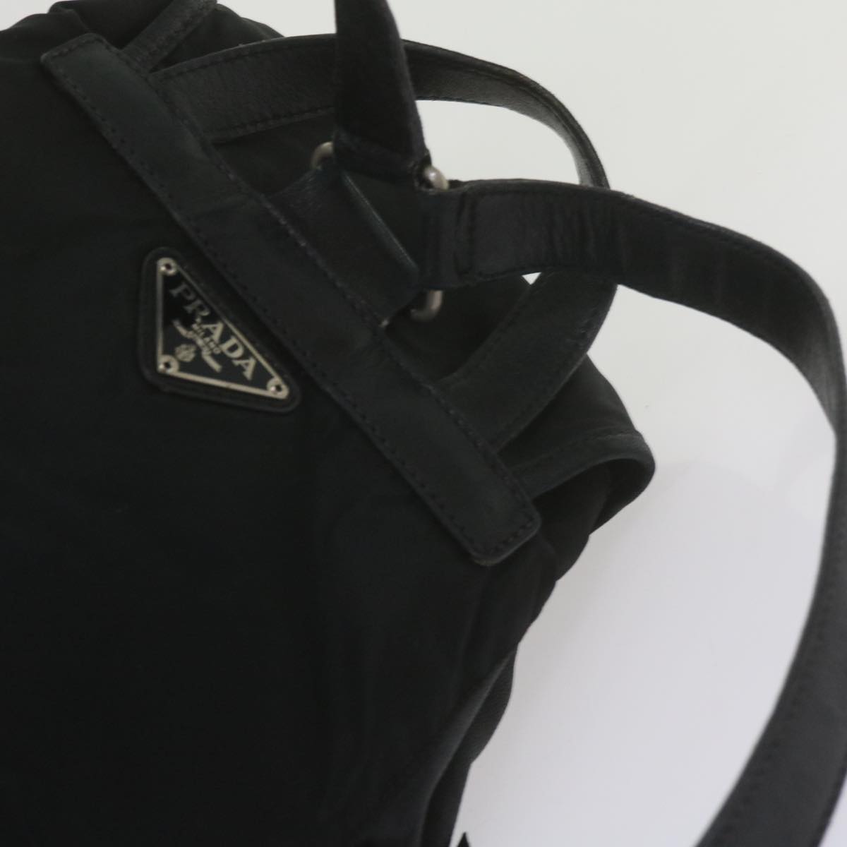 PRADA Backpack Nylon Leather Black Auth bs10389