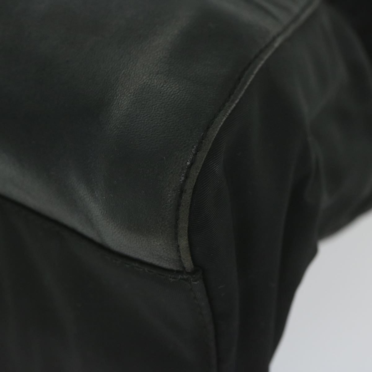 PRADA Chain Shoulder Bag Leather Black Auth bs10390