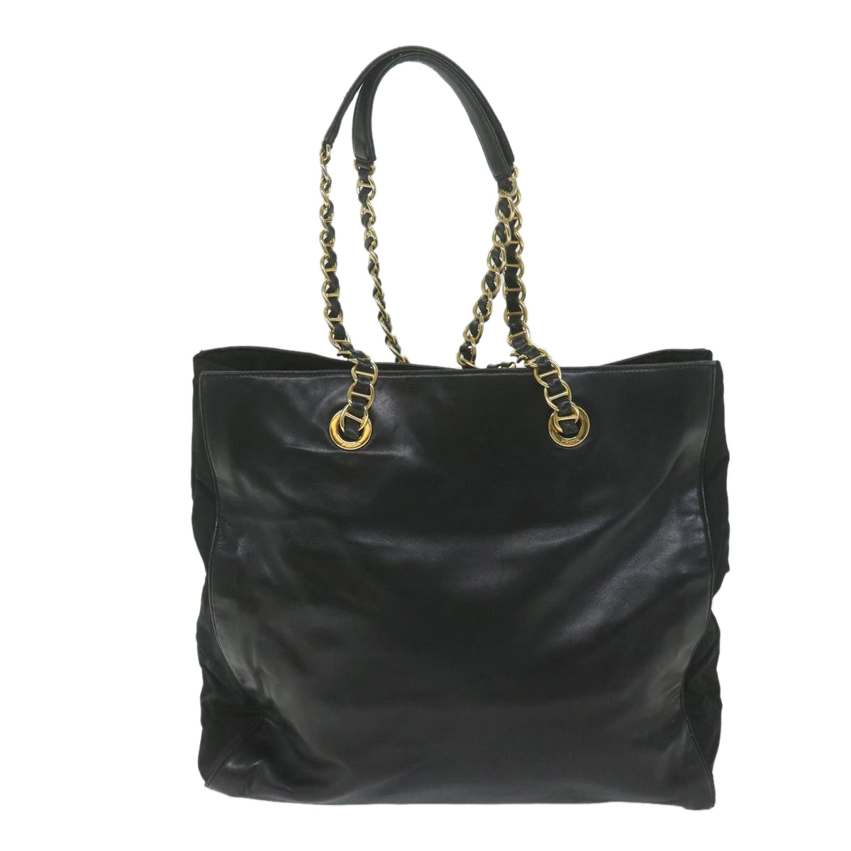 PRADA Chain Shoulder Bag Leather Black Auth bs10390 - 0