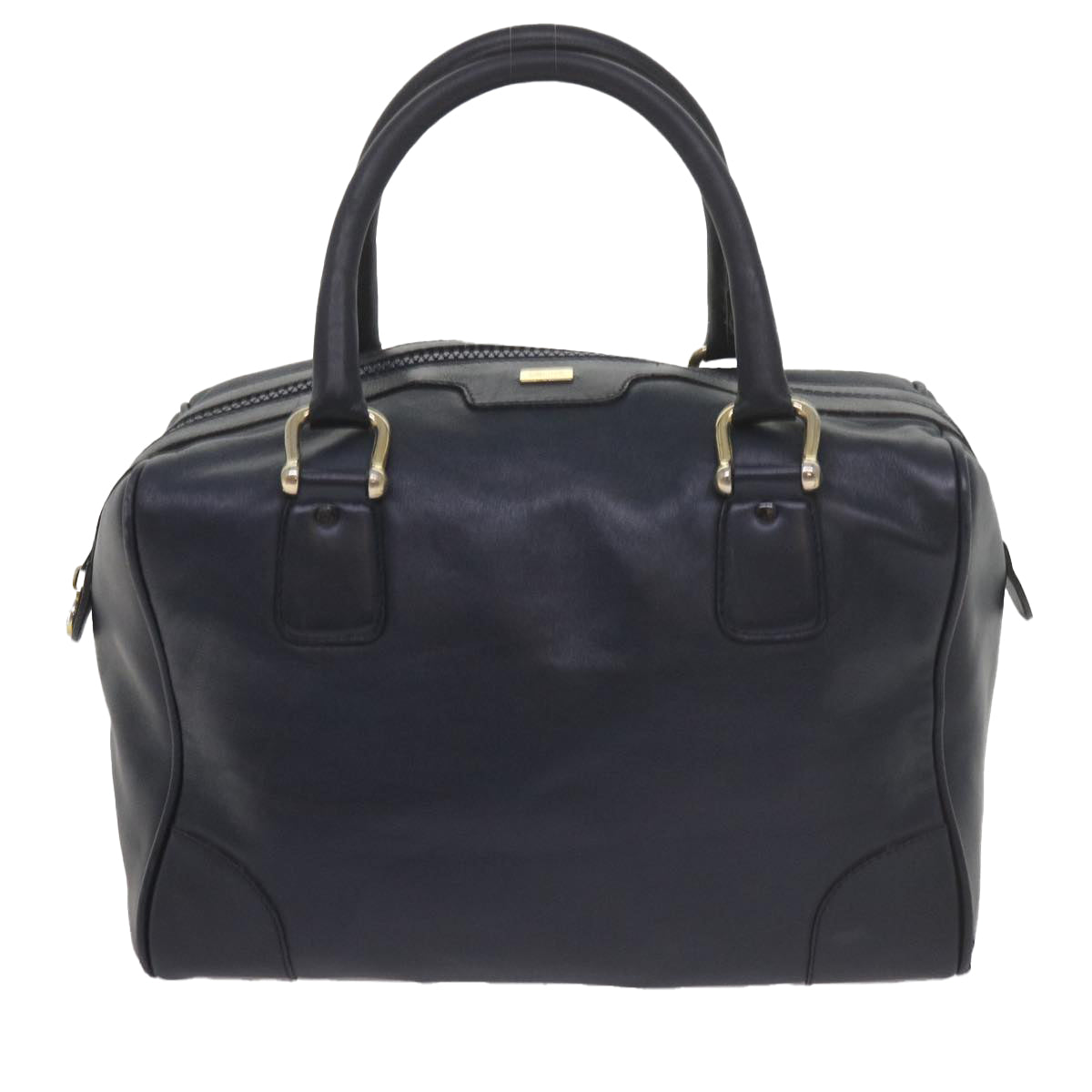 CELINE Hand Bag Leather Navy Auth bs10419