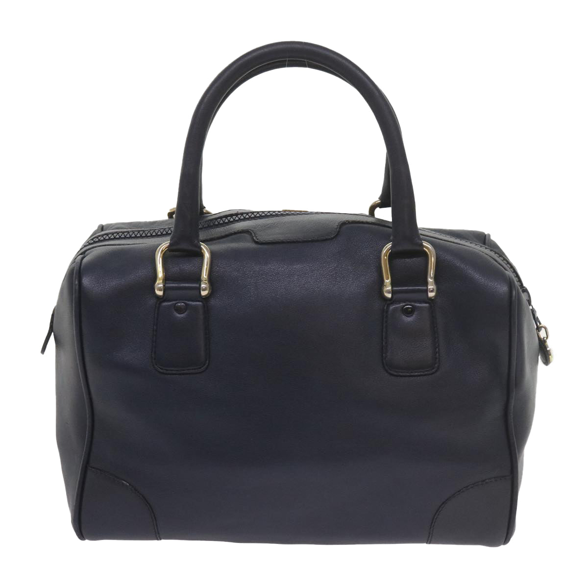 CELINE Hand Bag Leather Navy Auth bs10419