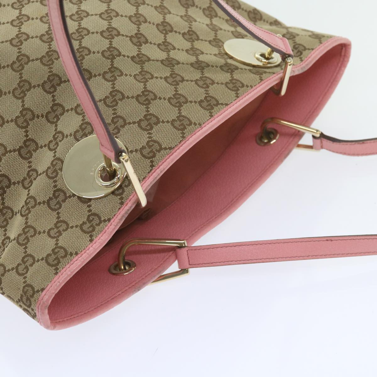 GUCCI GG Canvas Tote Bag Beige 120836 Auth bs10424