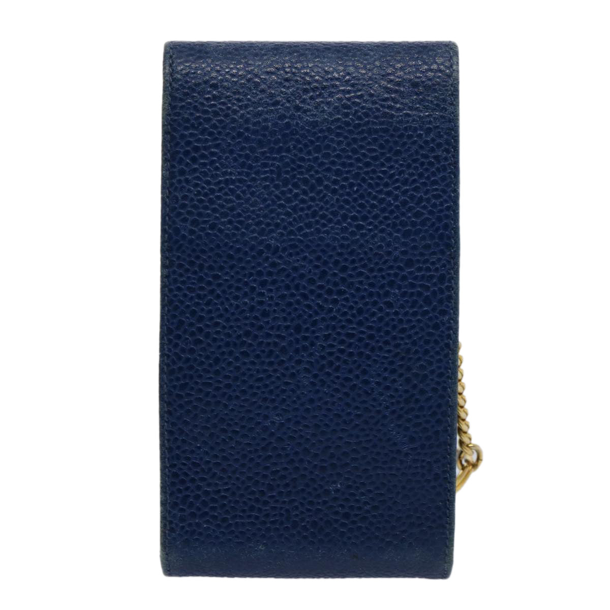 CHANEL Cigarette Case Caviar Skin Blue CC Auth bs10428 - 0