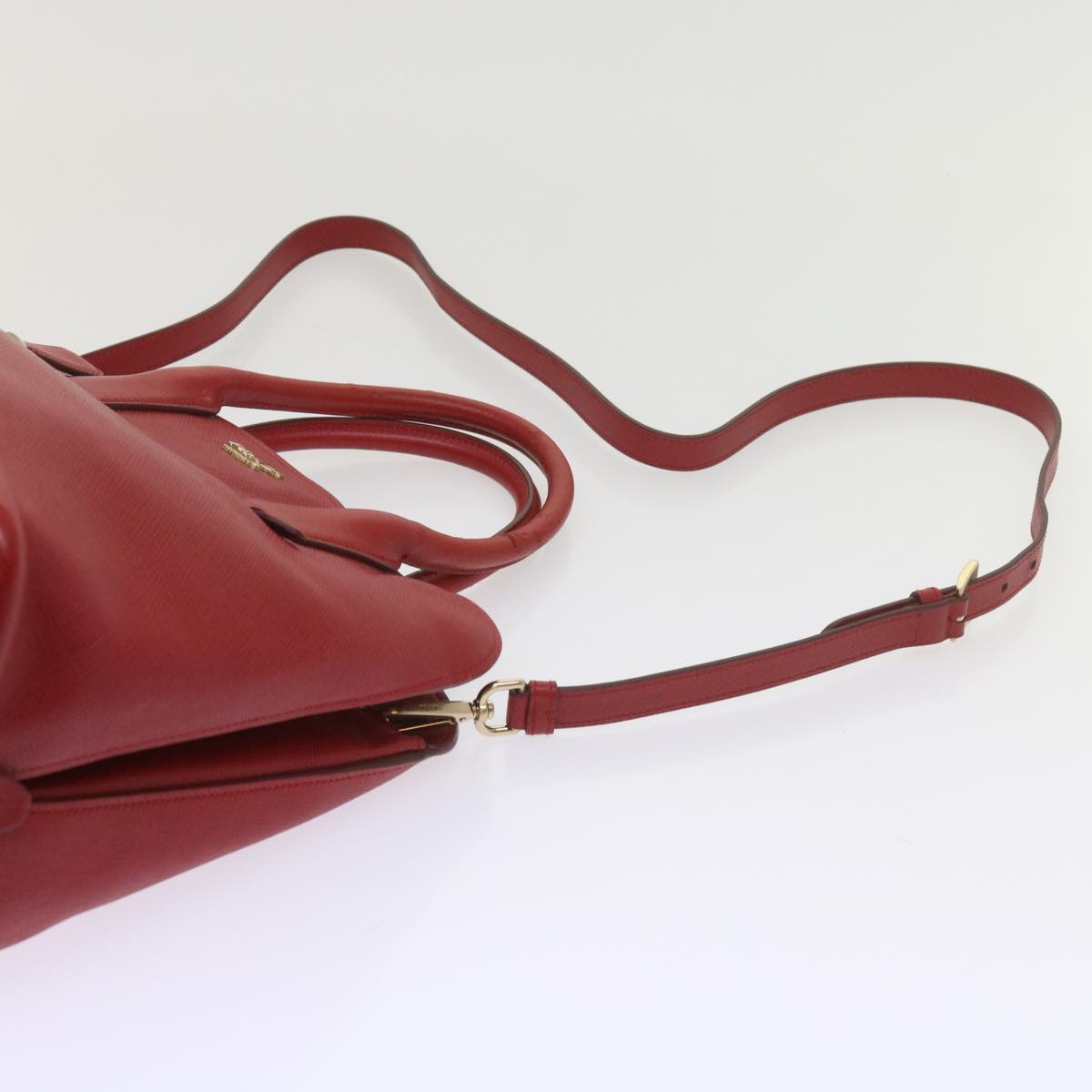 PRADA Hand Bag Leather 2way Red Auth bs10429