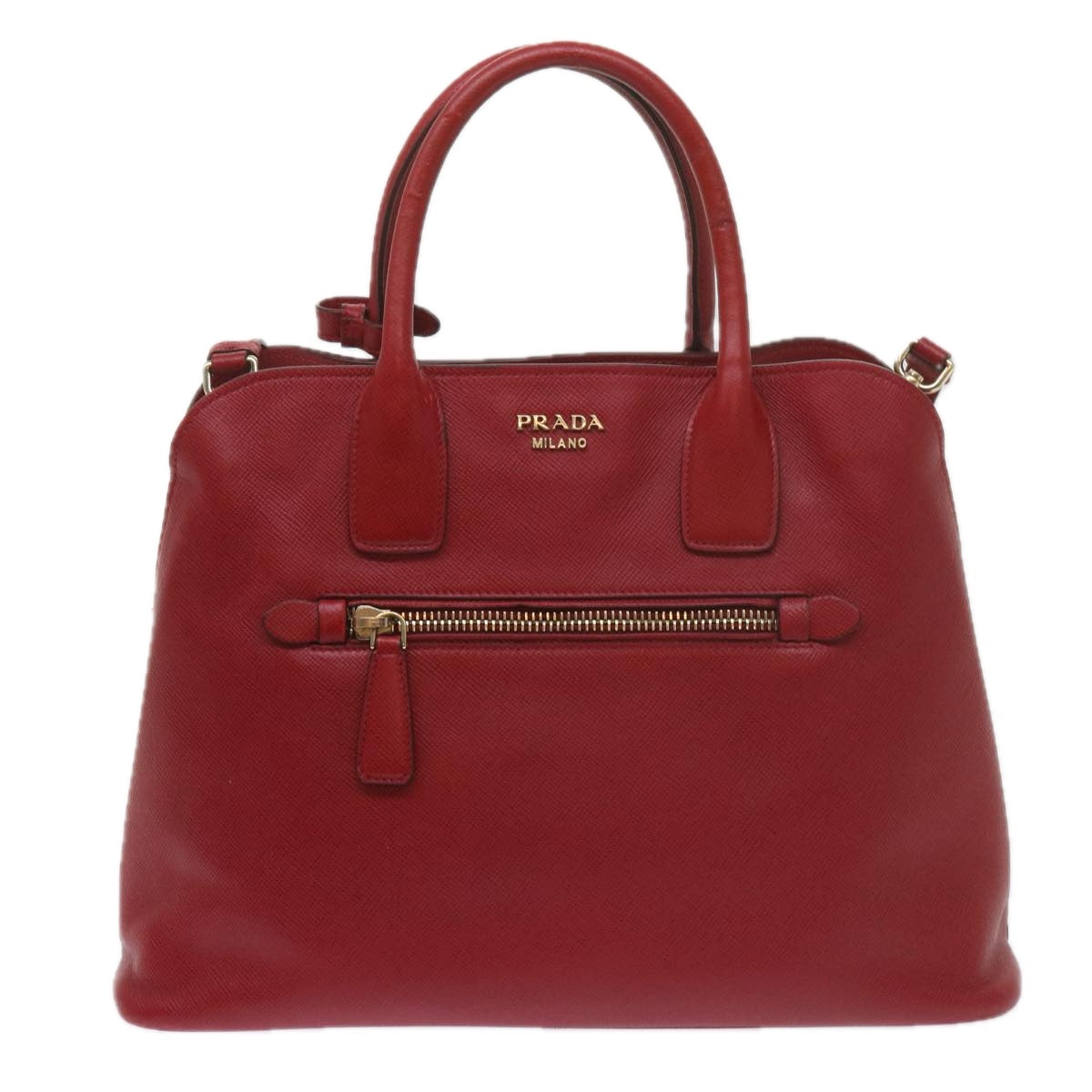 PRADA Hand Bag Leather 2way Red Auth bs10429 - 0