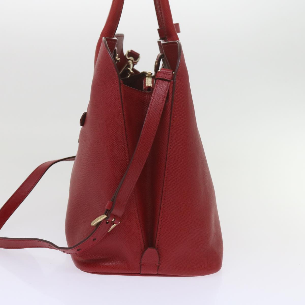 PRADA Hand Bag Leather 2way Red Auth bs10429