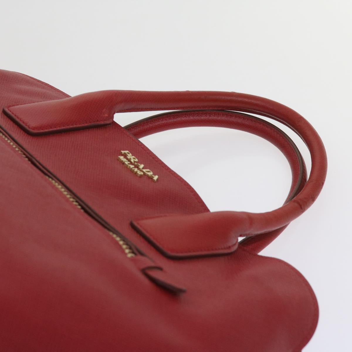 PRADA Hand Bag Leather 2way Red Auth bs10429