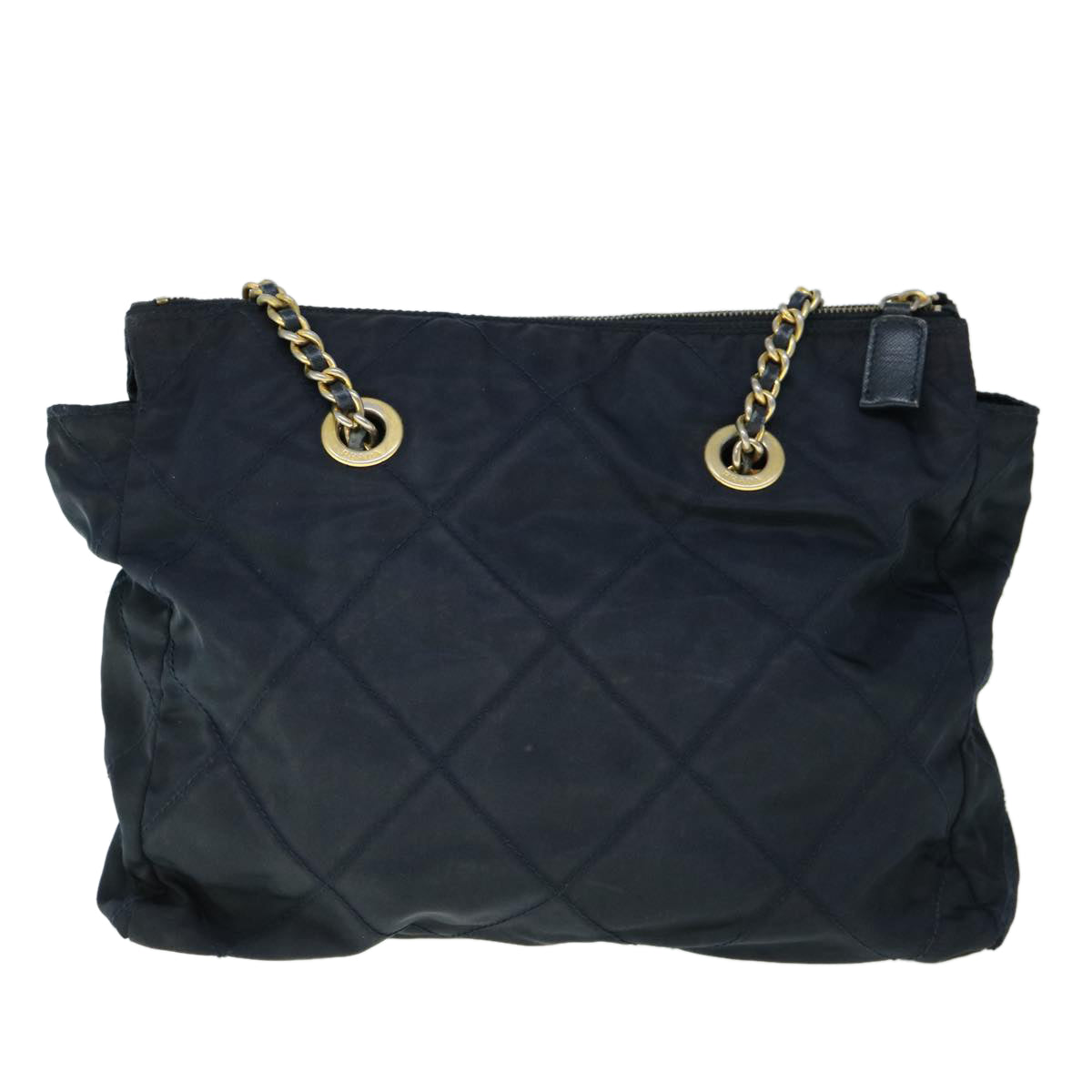 PRADA Chain Quilted Shoulder Bag Nylon Navy Auth bs10431 - 0