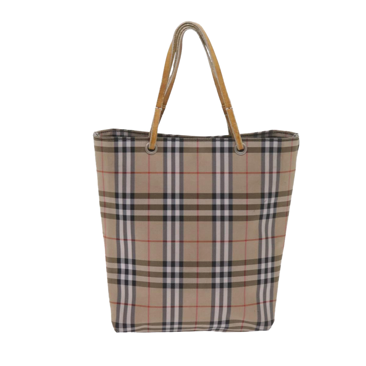 BURBERRY Nova Check Tote Bag Nylon Beige Auth bs10434