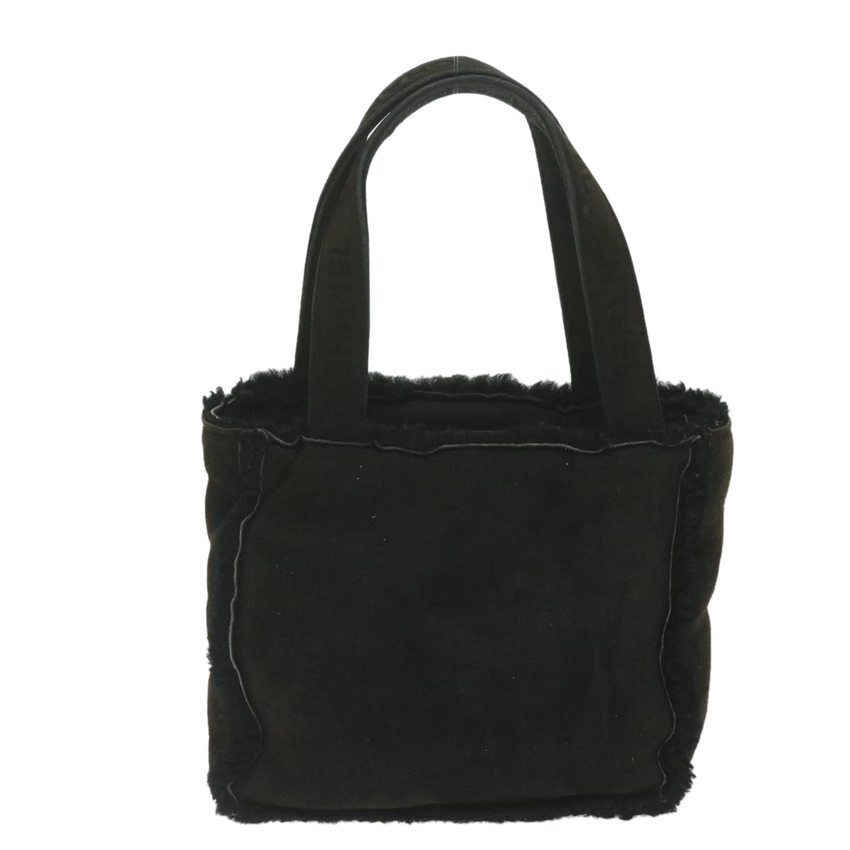 CHANEL Hand Bag Fur Black CC Auth bs10437 - 0