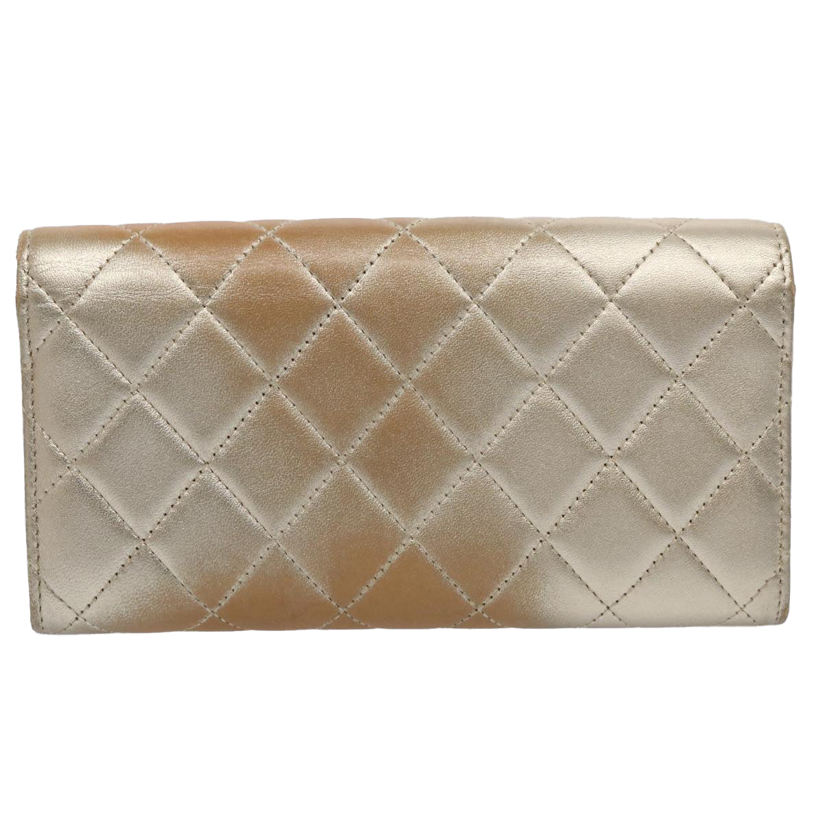 CHANEL Long Wallet Lamb Skin Gold Tone CC Auth bs10438 - 0