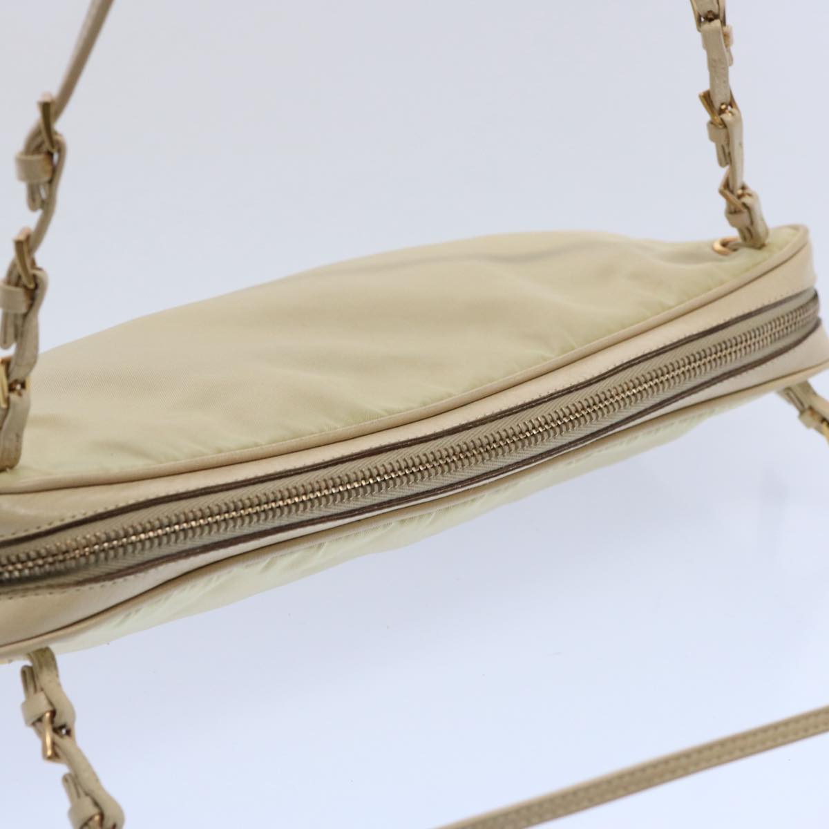 PRADA Shoulder Bag Nylon Beige Auth bs10447