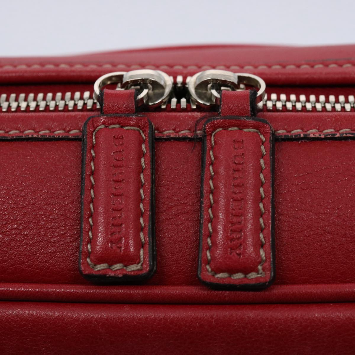 BURBERRY Shoulder Bag Leather Red Auth bs10476