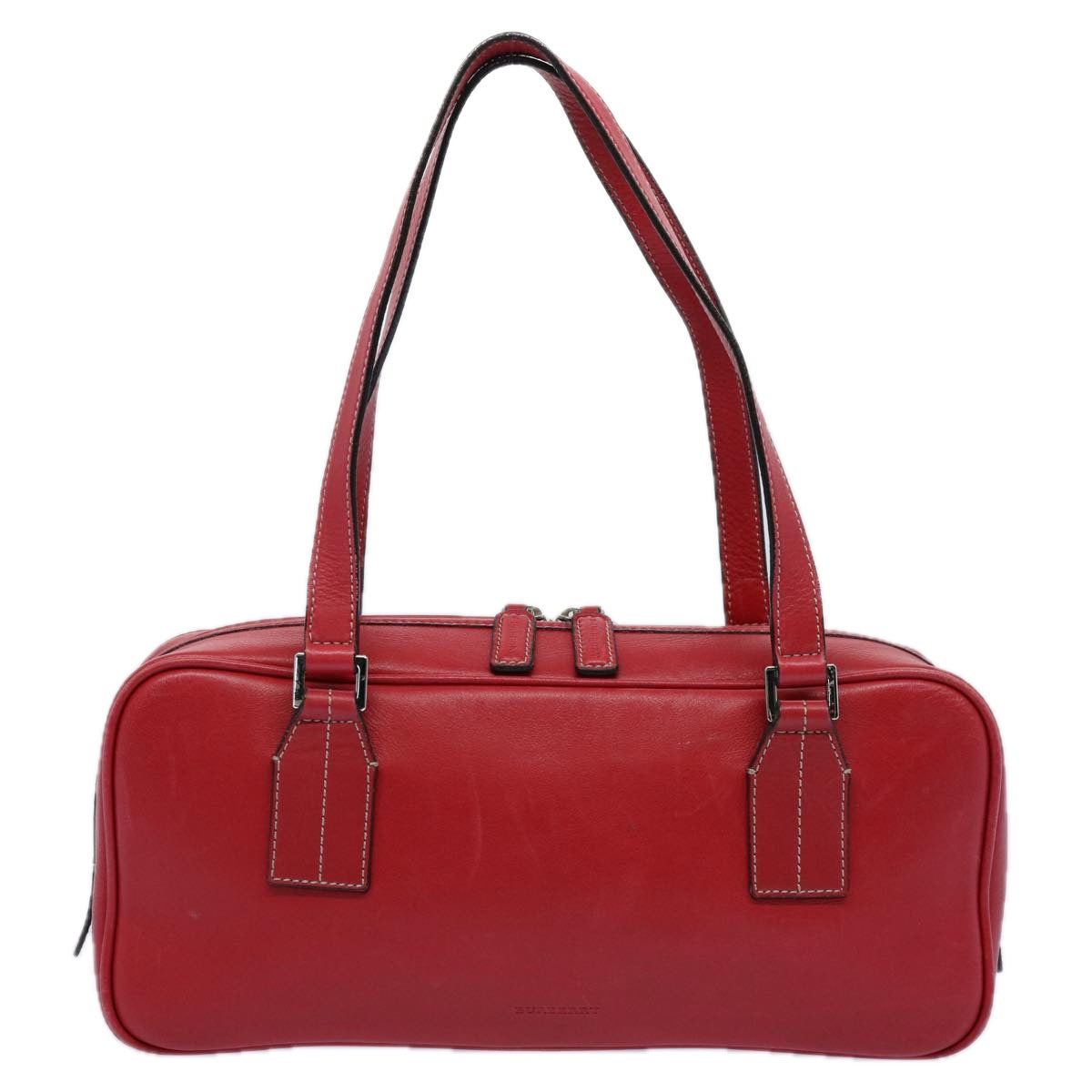 BURBERRY Shoulder Bag Leather Red Auth bs10476