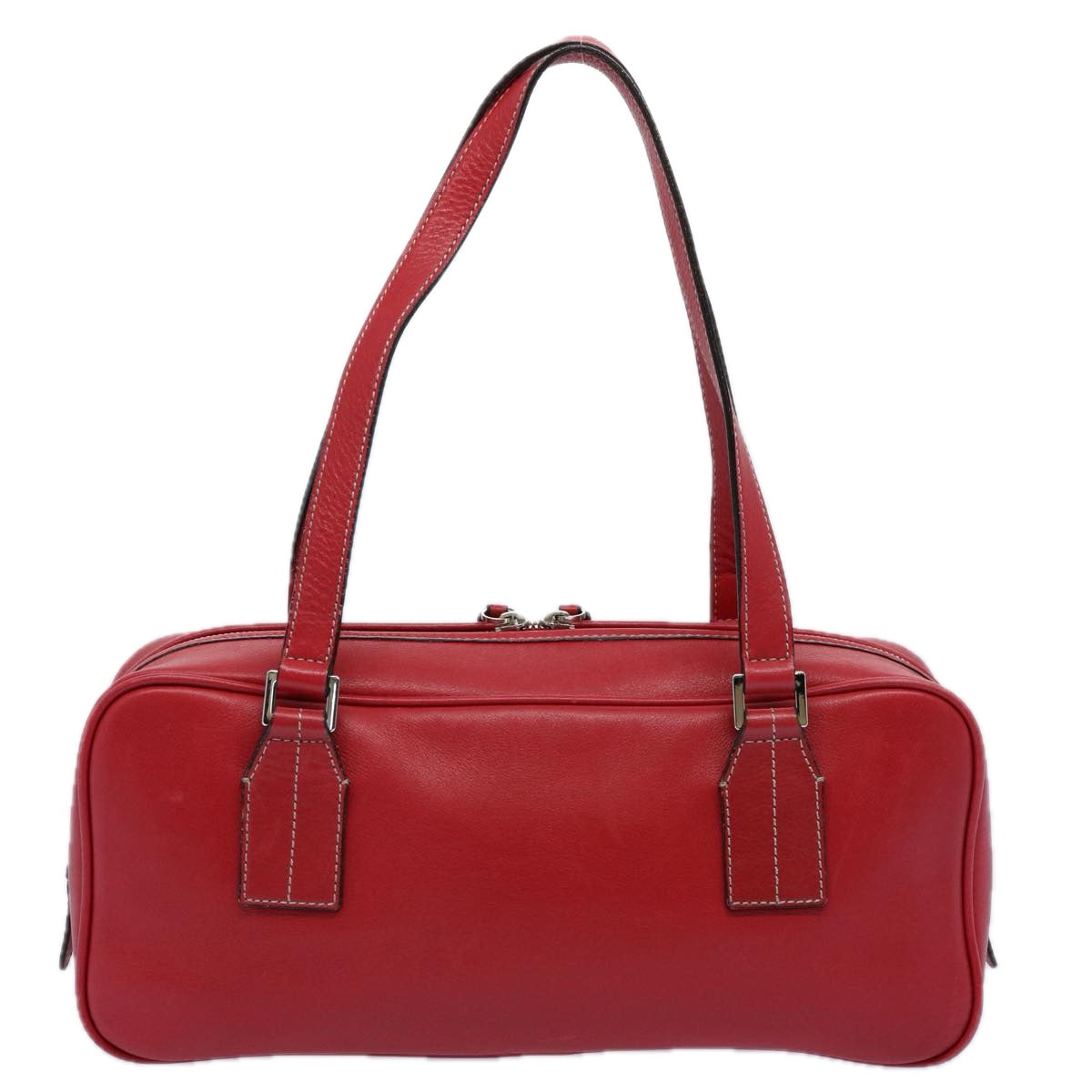 BURBERRY Shoulder Bag Leather Red Auth bs10476