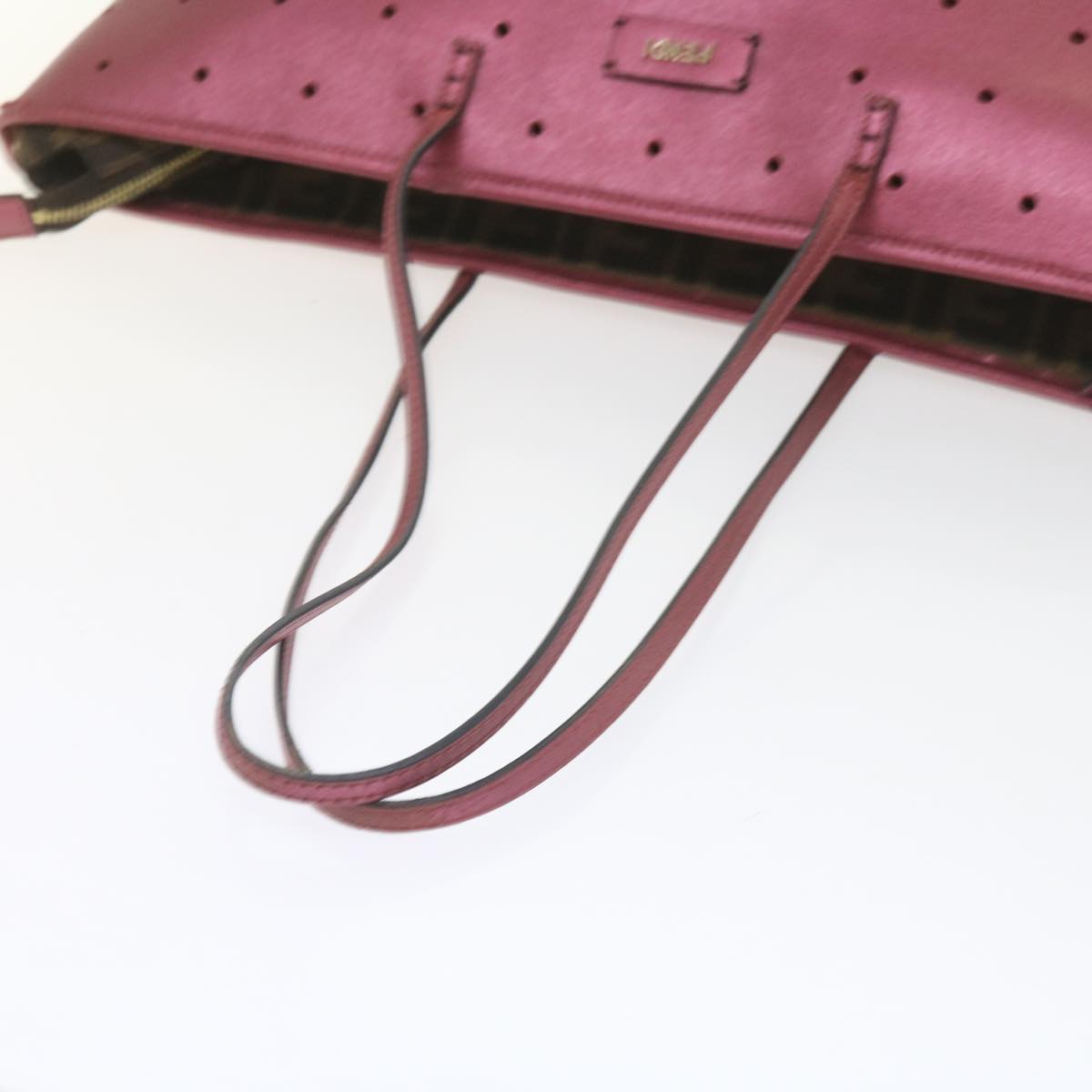 FENDI Tote Bag PVC Leather Pink Auth bs10480