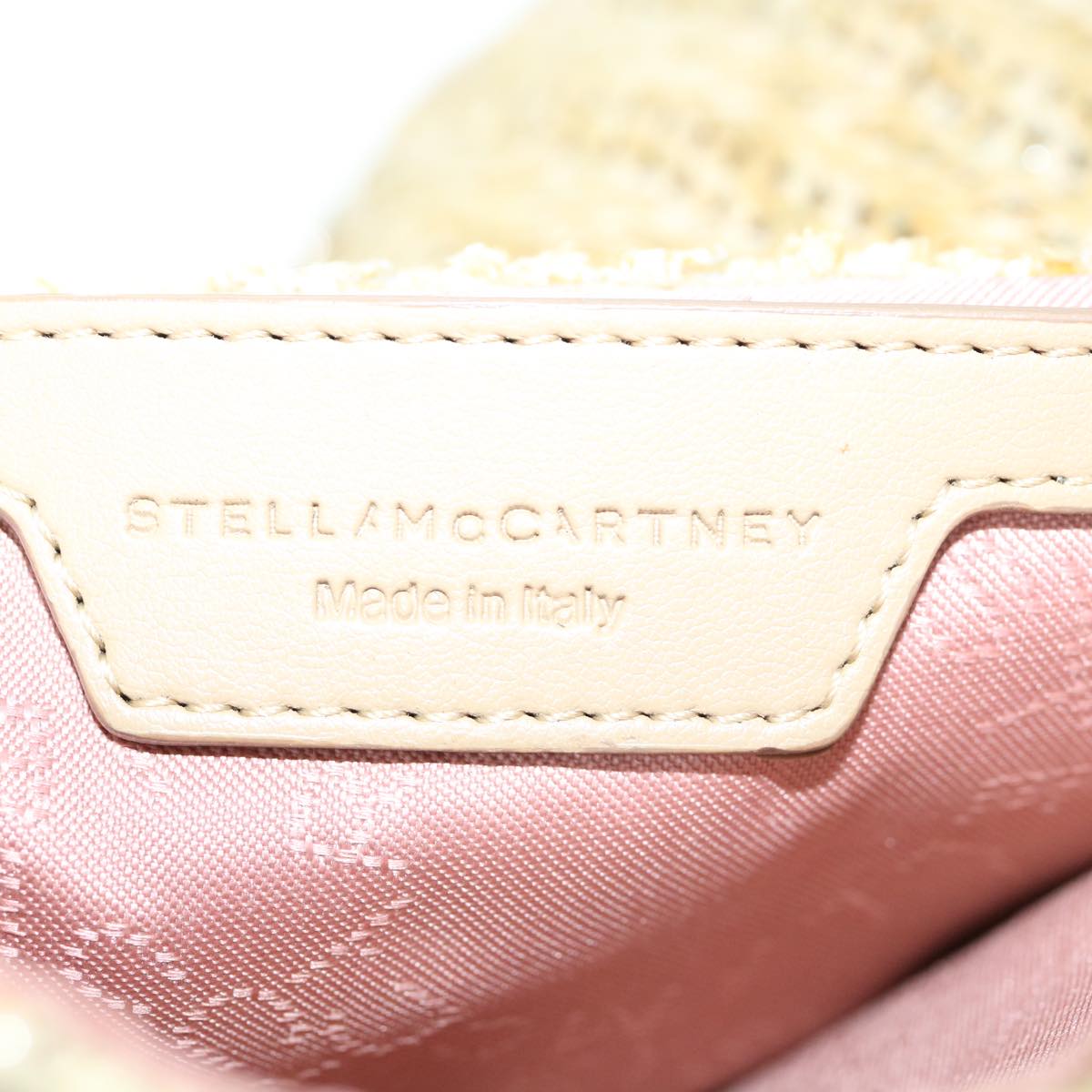 Stella MacCartney Chain Falabella Shoulder Bag Straw Beige Auth bs10492