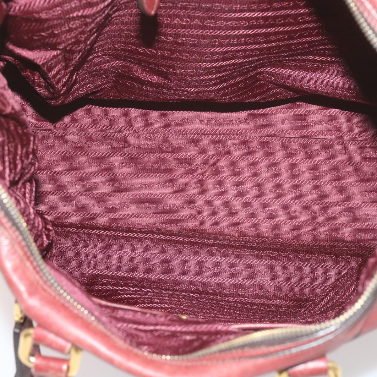 PRADA Boston Bag Leather 2way Red Auth bs10494