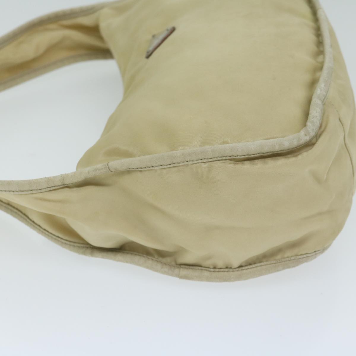 PRADA Shoulder Bag Nylon Beige Auth bs10495