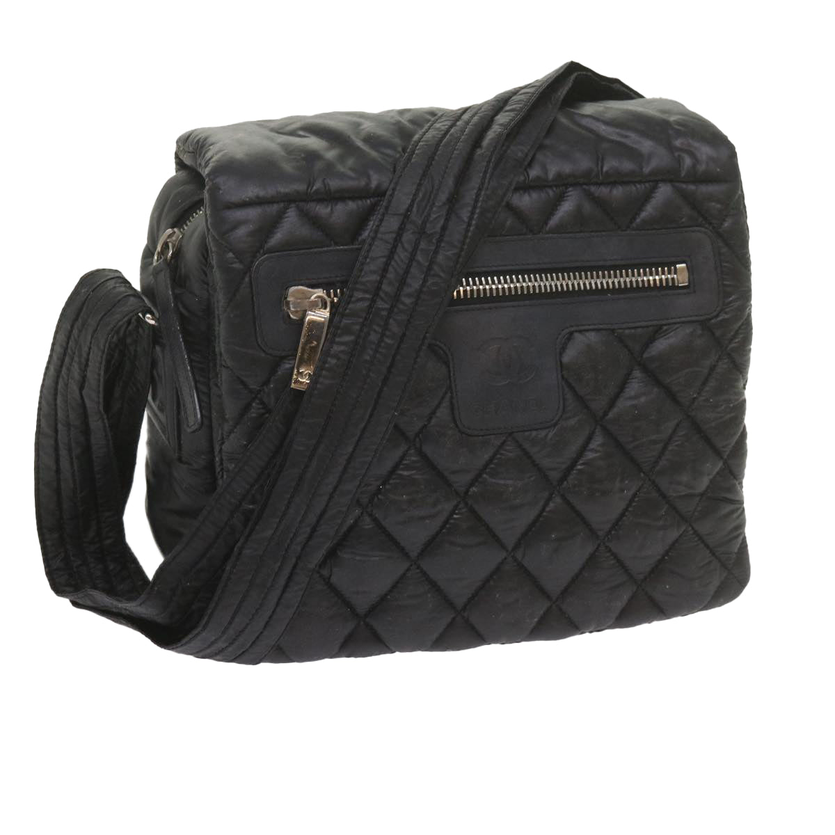 CHANEL Cococoon Shoulder Bag Nylon Black CC Auth bs10518