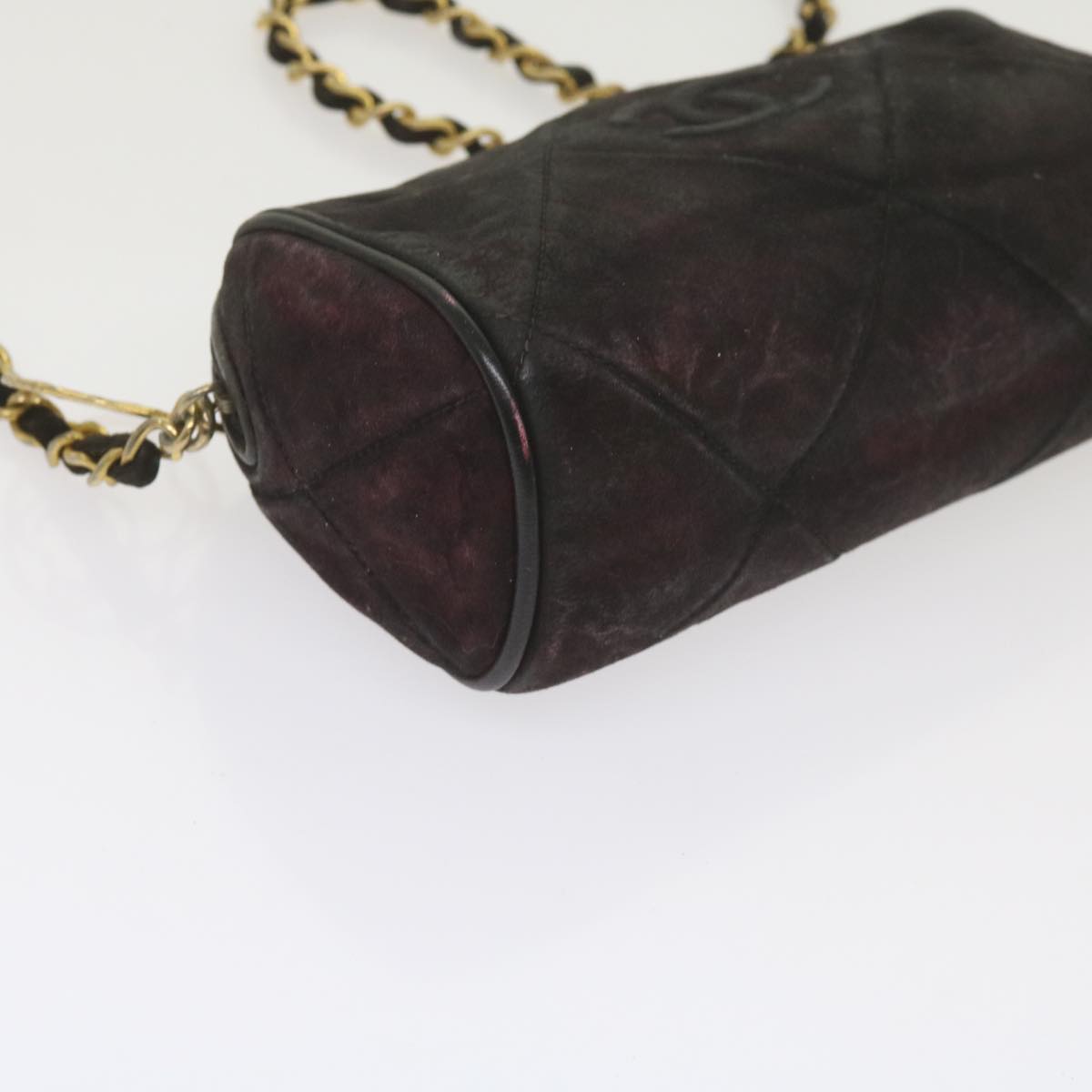 CHANEL Chain Shoulder Bag Suede Purple CC Auth bs10550